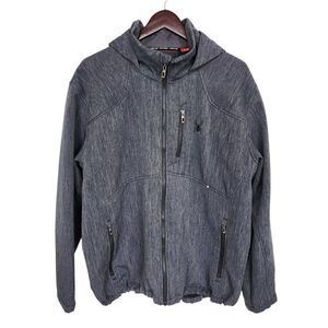 Spyder Men's XXL Constant Full Zip Fleece Jacket Gray Marled Hooded Midweight